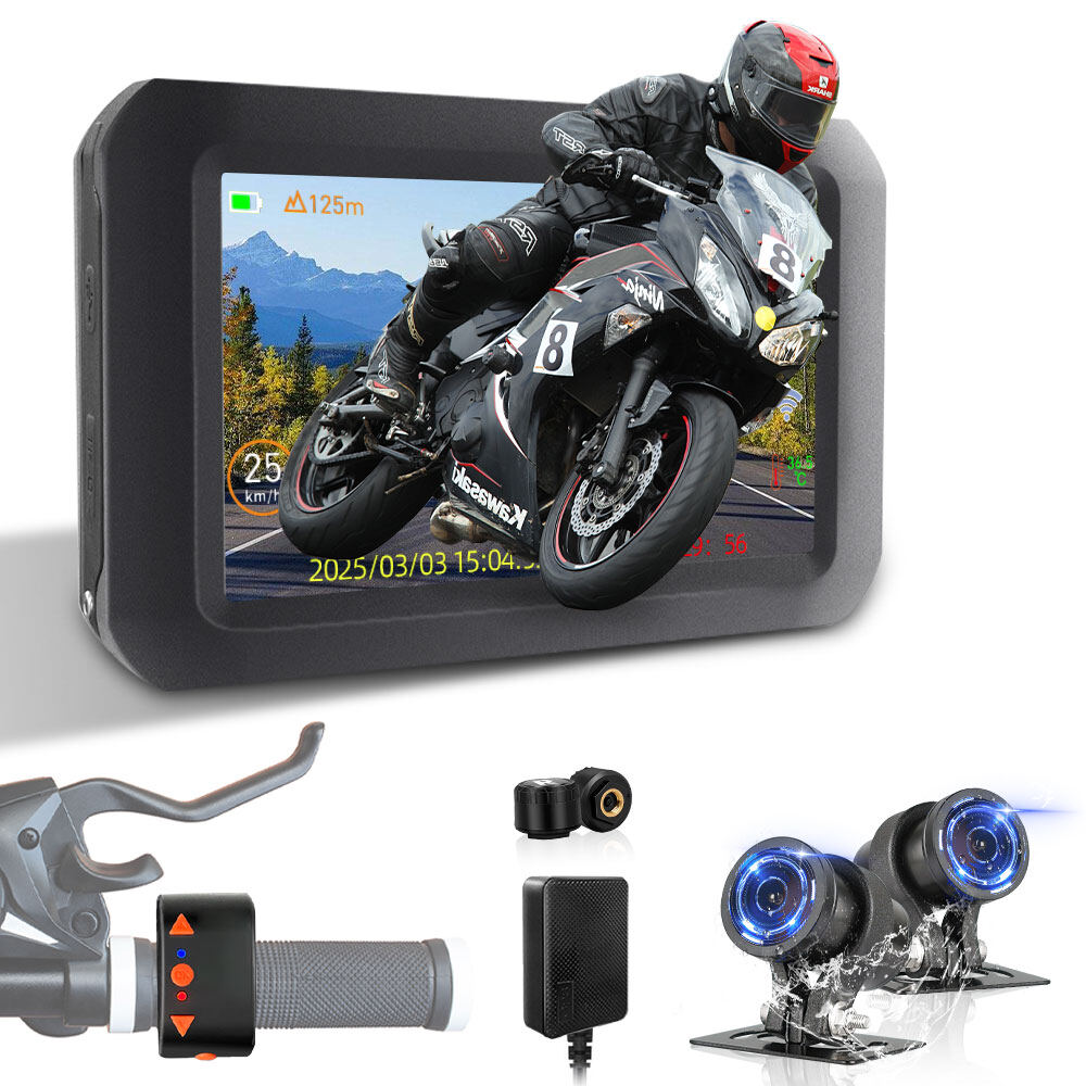 4.0 inch Motorcycle Dash Cam DVR F3T, Front+Rear HD 1080P Camera with WIFI Connection,TPMS sensor,GPS tracker,Tpye-C port to charge,record while charging support ราคา 5,986 บาท*ส่งฟรี