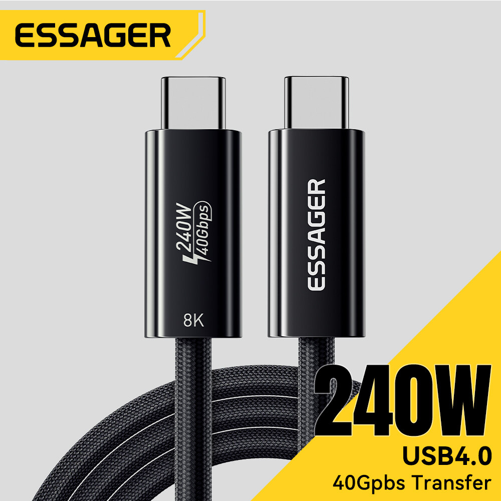 Essager pd240w usb4.0 40gbps cực nhanh Loại C Cáp sạc siêu nhanh C-C cáp hỗ trợ 8K 60Hz HD máy chiếu