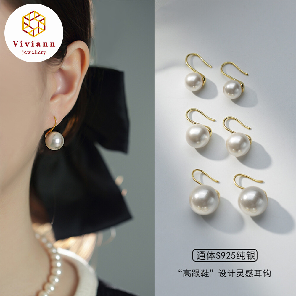 Viviann hoa tai ngọc trai thiết kế chính hãng hoa tai bạc sterling mùa hè cho nữ hoa tai pháp cổ điển sang trọng nhẹ hoa tai dạng hạt ngọc trai móc tai cho nữ quà tặng trang sức tiệc cưới trang sức