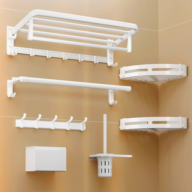 Gambar White bathroom towel rack from perforating toilet bath towel rack hanging bathroom rack shelf hanging frame of the bathroom