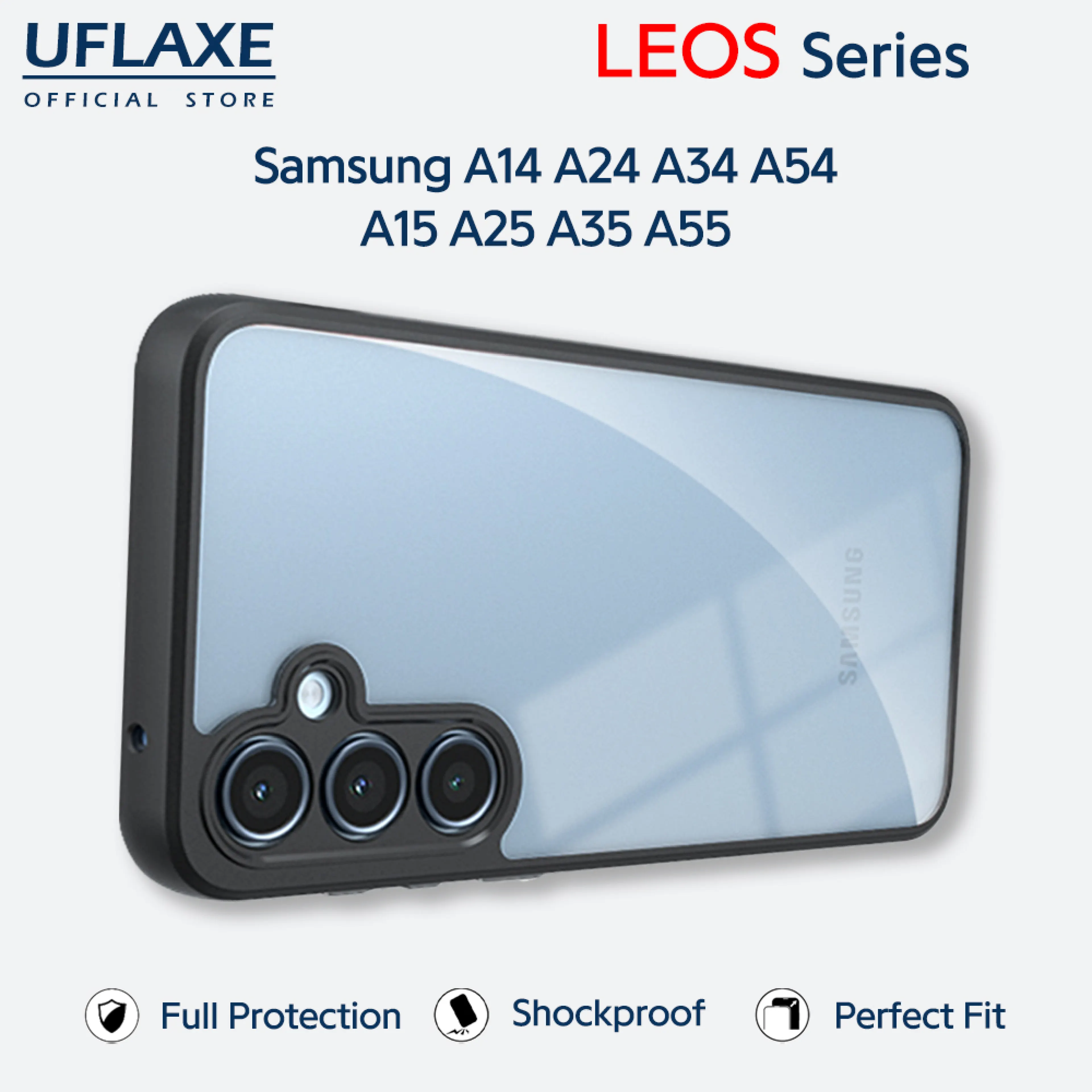 UFLAXE LEOS - For Samsung Galaxy A14 A24 A34 A54 A15 A25 A35 A55 5G Case - Matte Clear Shockproof Hard Case | Anti-Yellowing Anti-Fingerprint Durable Phone Case