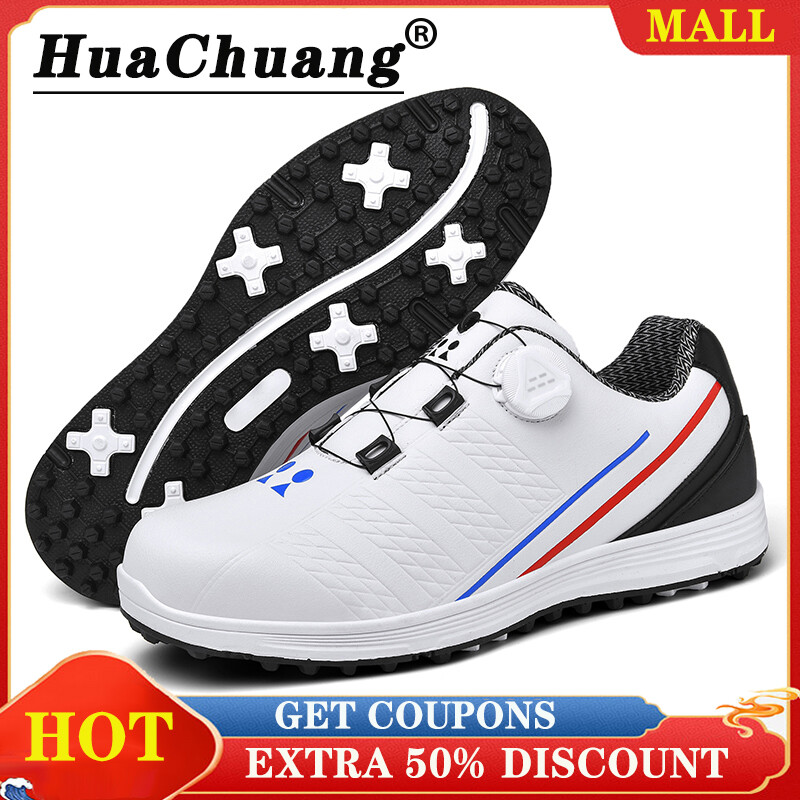  HUACHUANG 2022 NEW Golf Giày Cho Nam Giới Và Phụ Nữ Khóa Giày Thoáng Khí Giày Golf Chuyên Nghiệp Cạnh Tranh Giày Không Thấm Nước Chống-Trượt Mens Sneakers Đào Tạo Cộng Với Kích Thước Tất Chơi Gôn Giày Kích Thước 37-47 
