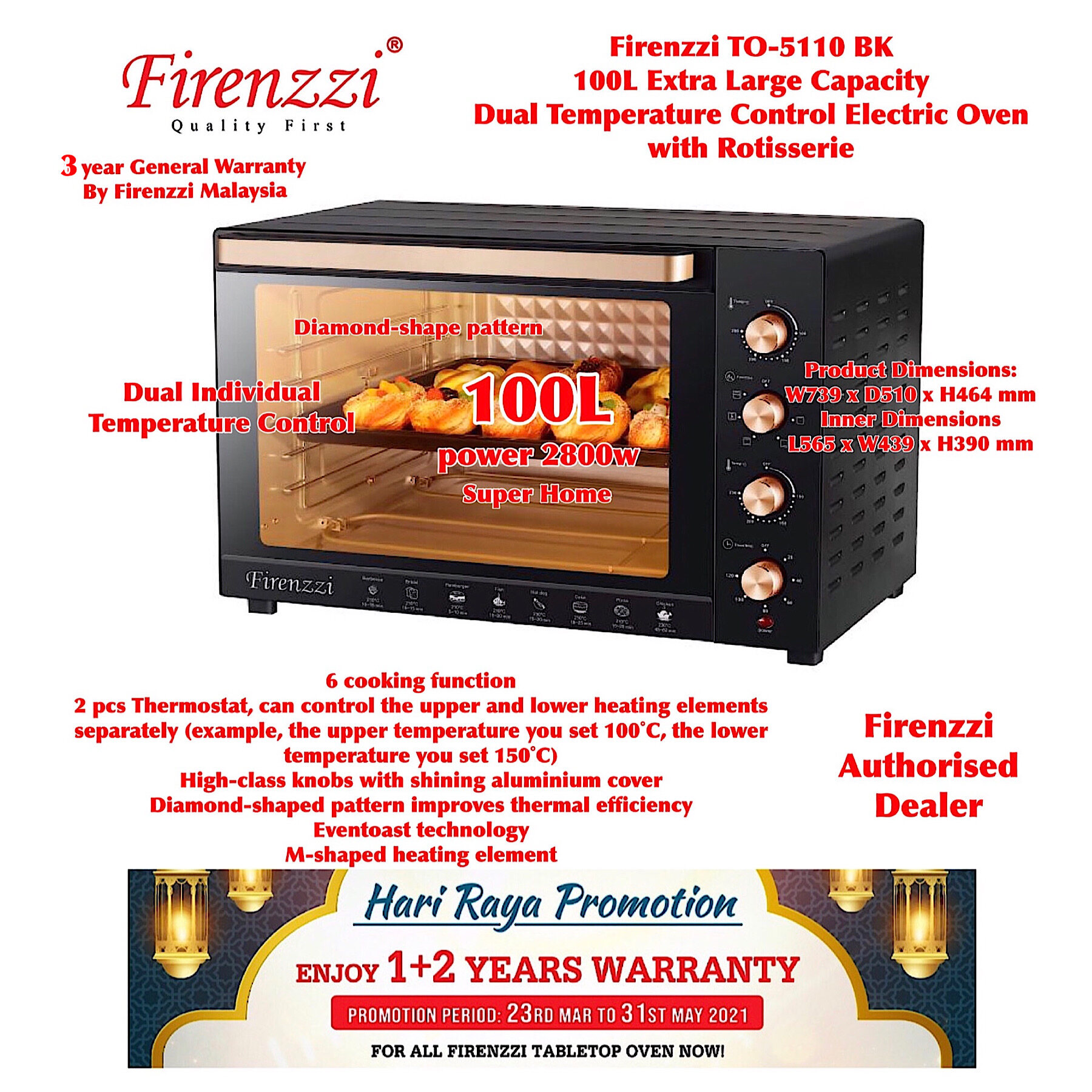 high quality 100l home big oven