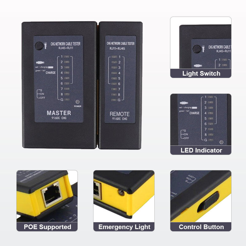 Zoerax thiết bị kiểm tra cáp mạng có thể sạc lại rj45 rj11rj12 thiết bị kiểm tra cáp mạng lan ethernet rj45 dụng cụ sửa chữa mạng lan