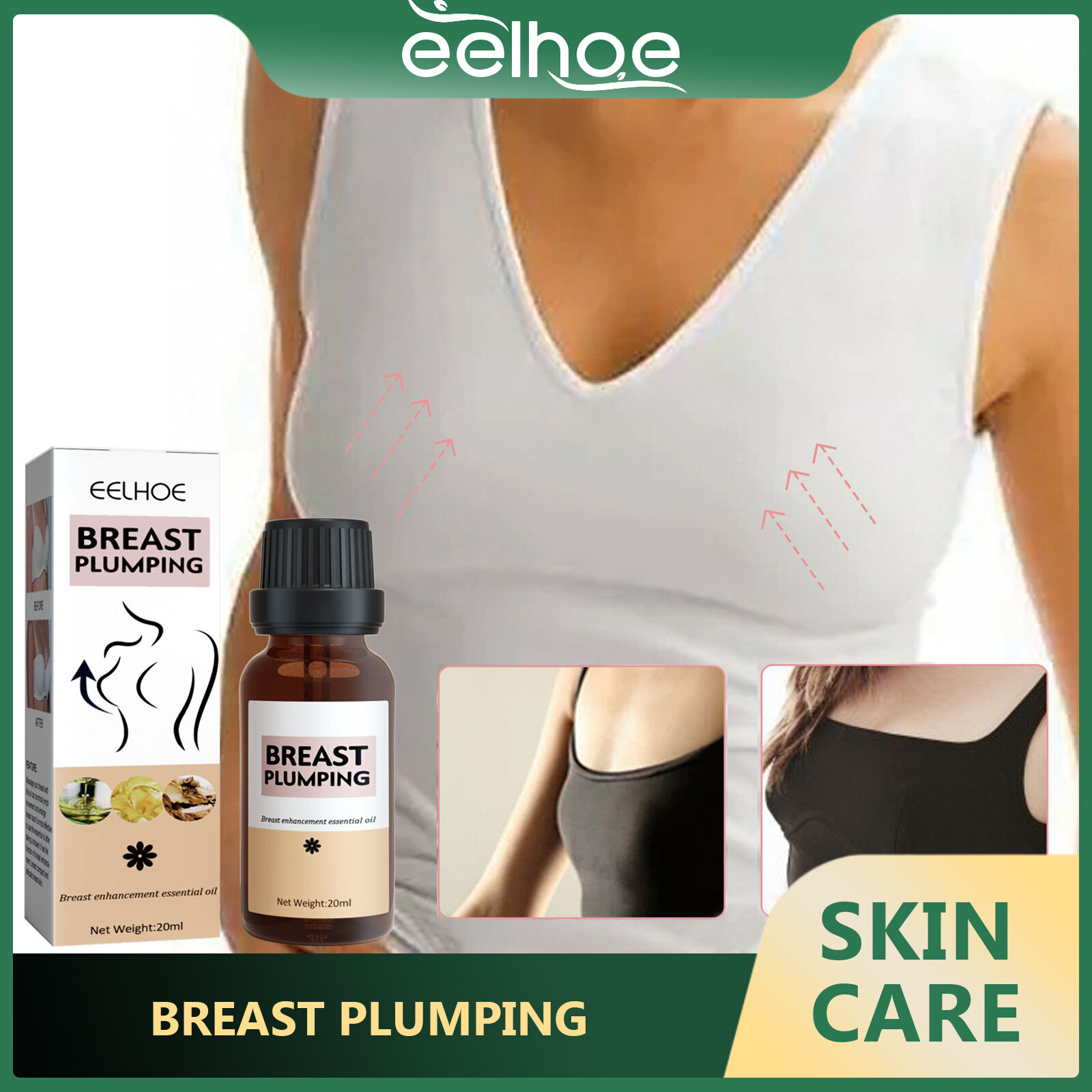 Eelhoe tinh dầu mát xa vú nhẹ nhàng chăm sóc dưỡng ẩm nở ngực đầy đặn và