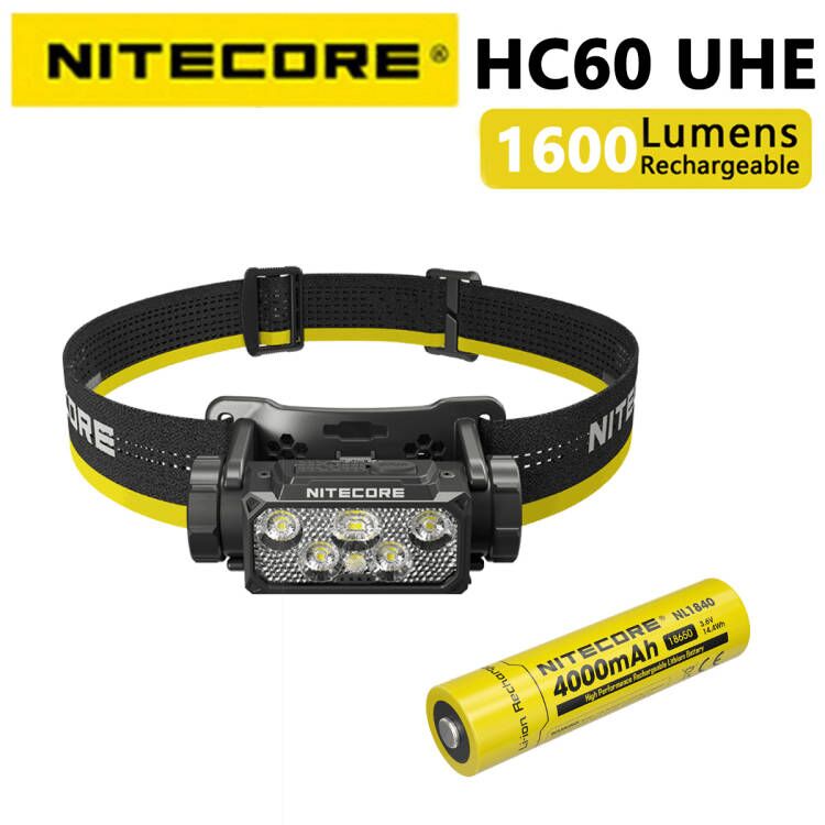 NITECORE HC60 UHE Rechargeable Headlamp 1600Lumens 6*NiteLab UHE LEDs Bulit-in 4000mAh Battery Lightweight Headlight - 39