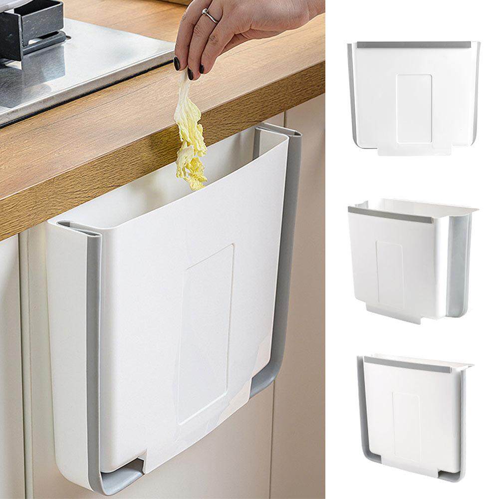 Sealavender Folding Waste Bin Kitchen Cabinet Door Hanging Trash