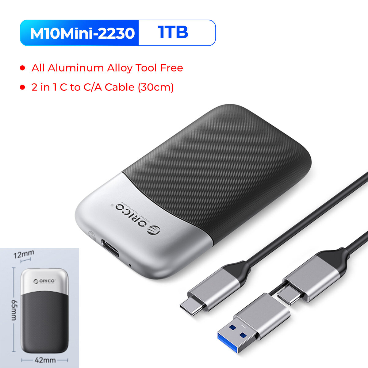 ORICO cực di động SSD Taichi mô hình bên ngoài ổ cứng lưu trữ thể rắn 2TB 1TB 512GB USB 3.2 Gen2 Loạ