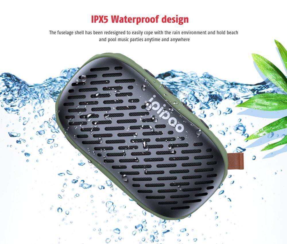 ipipoo YP - 6 Surround Sound / FM Radio / Magnetic Trumpet / IPX5 Waterproof Level / Long Lasting Time Bluetooth Speaker- Jungle Green