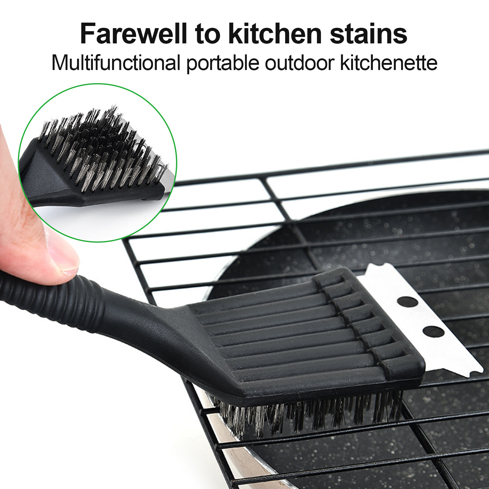 3 In 1 Corner Wire Brush Barbecue Grill Oven Cleaning Bbq Brush