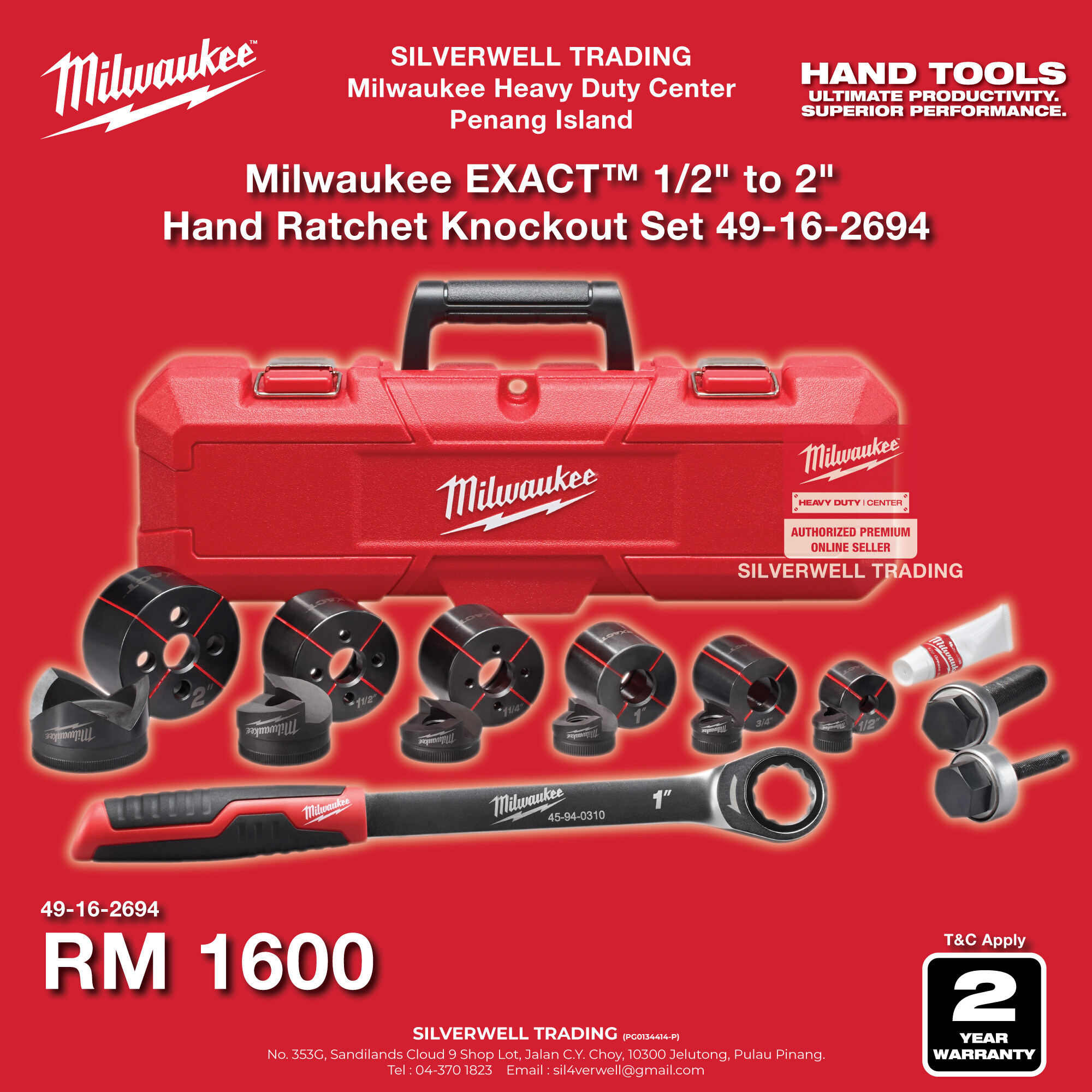 Milwaukee 49162694 M18 Exact 1 2" Set to Ratchet Hand Knockout