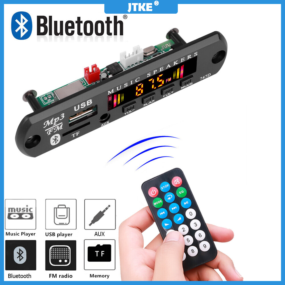 Bộ Thu Bluetooth 5.0 Không Dây Cho Xe Hơi Bảng Giải Mã Máy Nghe Nhạc MP3 Màn Hình Màu Đài FM TF USB 3.5 Mm Âm Thanh AUX Có Điều Khiển Từ Xa