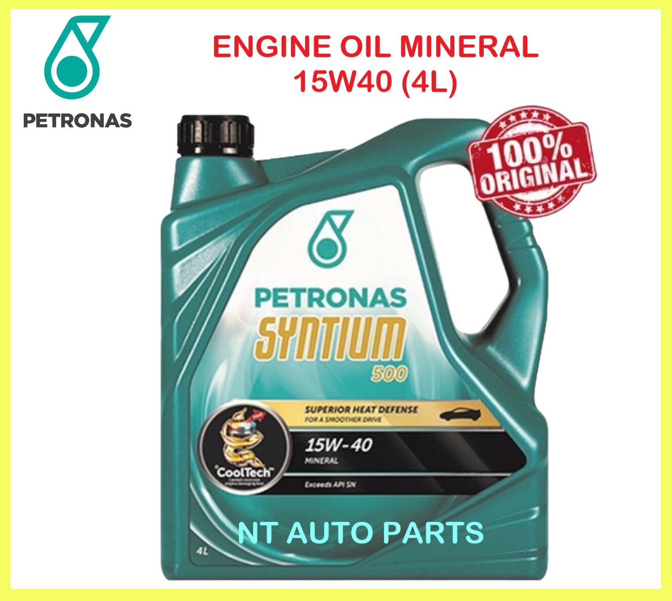ORIGINAL PETRONAS 15W40 SYNTIUM 500 15W40 15W-40 4L MINERAL ENGINE OIL API SN
