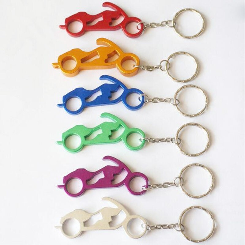 Gambar Wholesale 100Pcs Aluminum Alloy Motorcycle Metal Bottle Opener Can opener with Key chain Promotional Gift  Free shipping
