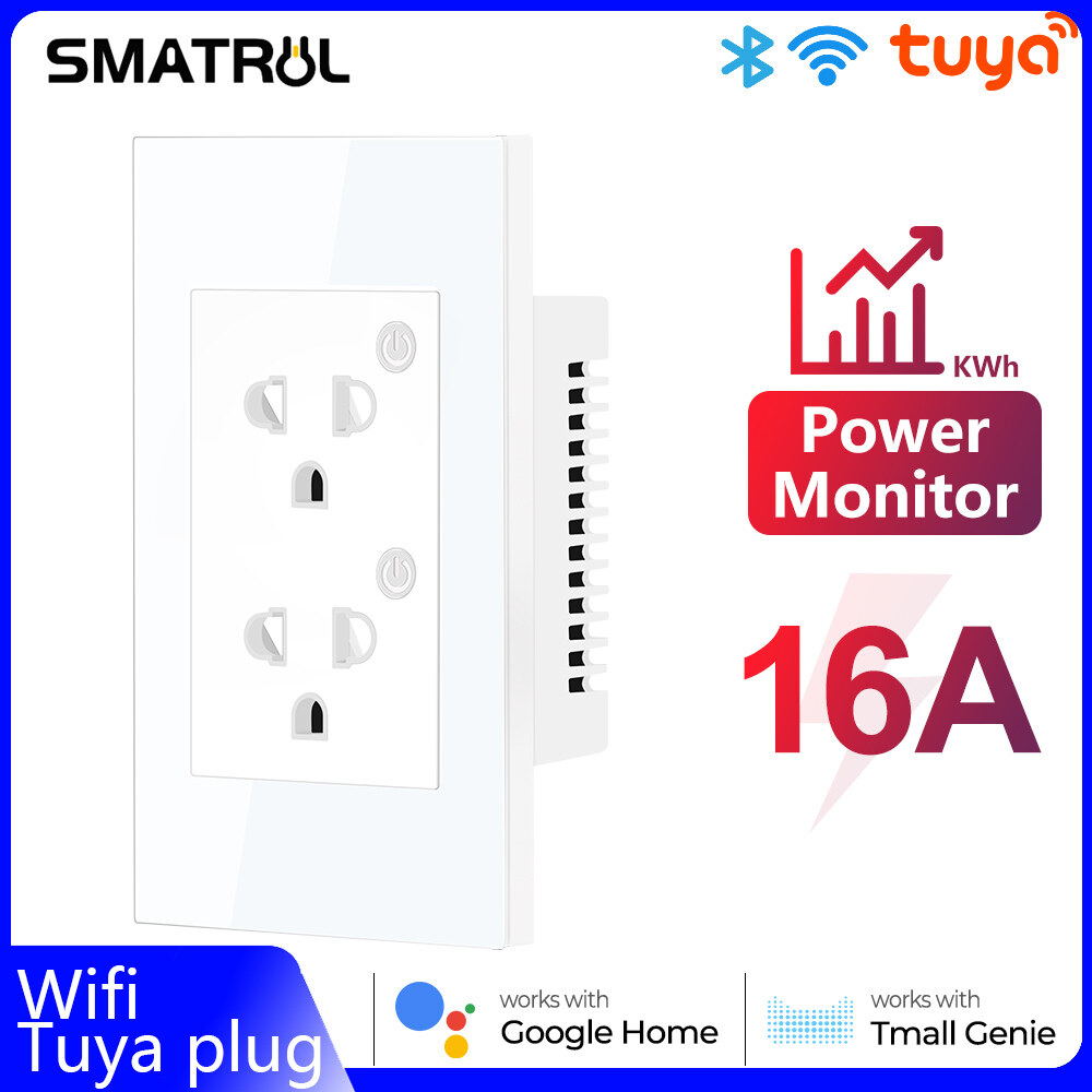 Smatrul Ổ Cắm phích cắm thông minh, 16A Wifi Bluetooth, chúng tôi rắc cắm Châu Âu cuộc sống thông minh/tuya ổ cắm phích cắm thông minh bộ chuyển đổi phích cắm hỗ trợ kiểm soát riêng lẻ nguồn màn hình tường điện trên tắt hẹn giờ bằng giọng nói làm việc cho