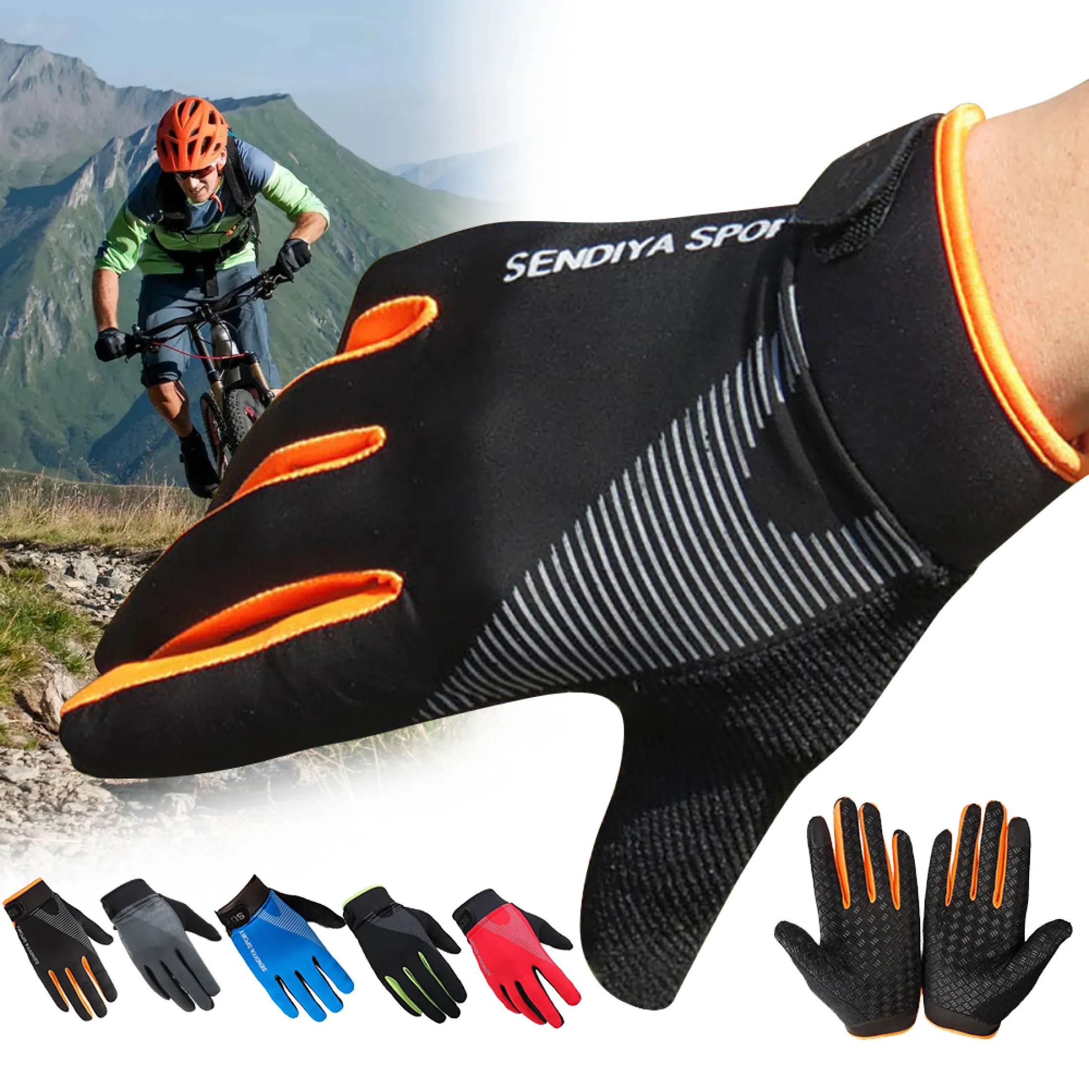 Men Full Finger MTB Bike Cycling Gloves Long Breathable Glove Mitts Shockproof