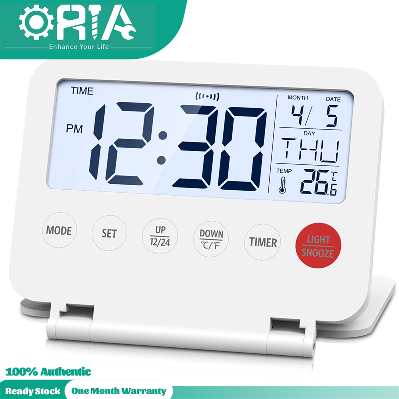 ORIA Small Digital Alarm Clock With Timer LCD Alarm Clock with Date Month Temperature Snooze and 6 Seconds Backlight Battery Operated Desk Clock for Home Office
