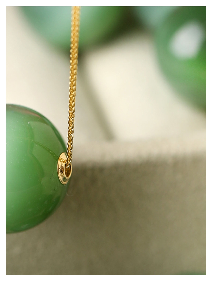 Montagne Jewelry จี้หยกเขียวหายากจากธรรมชาติ ทองคำเหลือง 18k เครื่องประดับผู้หญิง สร้อยคอจี้