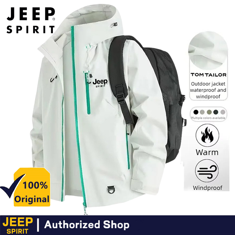 JEEP SPIRIT Autumn New Men's Mountaineering Jacket Windproof and Waterproof Fabric Fashion Hip Hop Design Casual Outdoor Jacket for Men