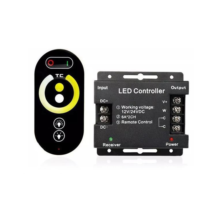 6-key rf 2835 5050 nhiệt độ hai màu bộ điều khiển dải led dc12-24v