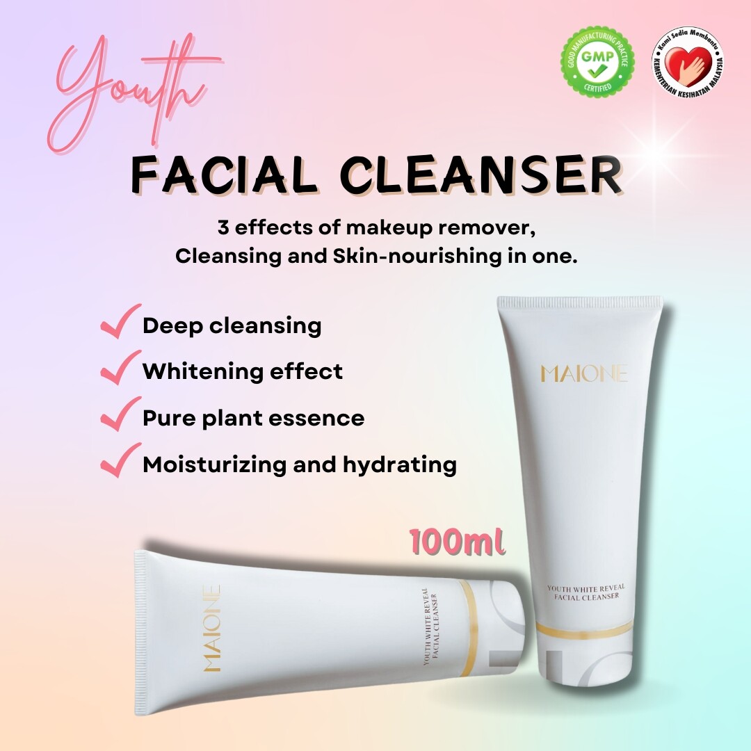 Maione Youth White Reveal Facial Cleanser 100Ml - Free Gift, Exp