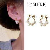 Vintage Gold Pearl Hoop Earrings by 17 MILE