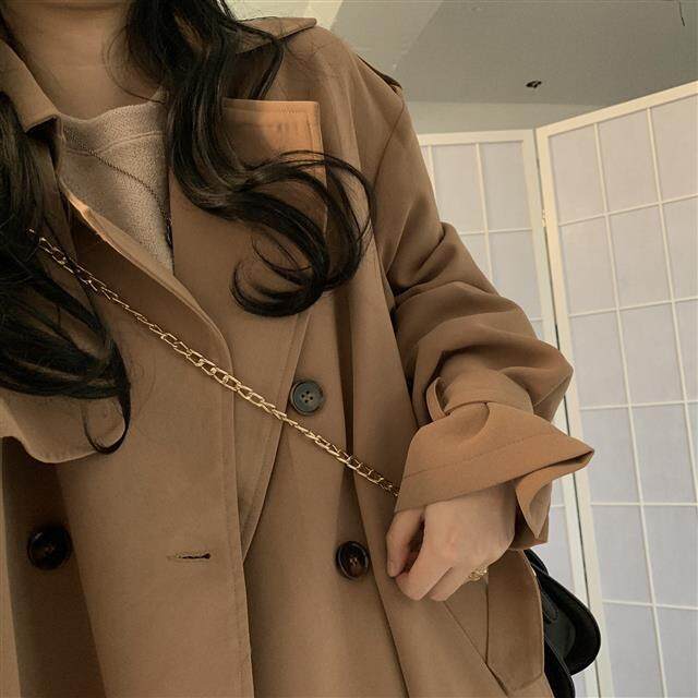 Windbreaker women's spring and autumn new 2021 Korean version mid-length small British style autumn and winter Hong Kong style over-the-knee coat