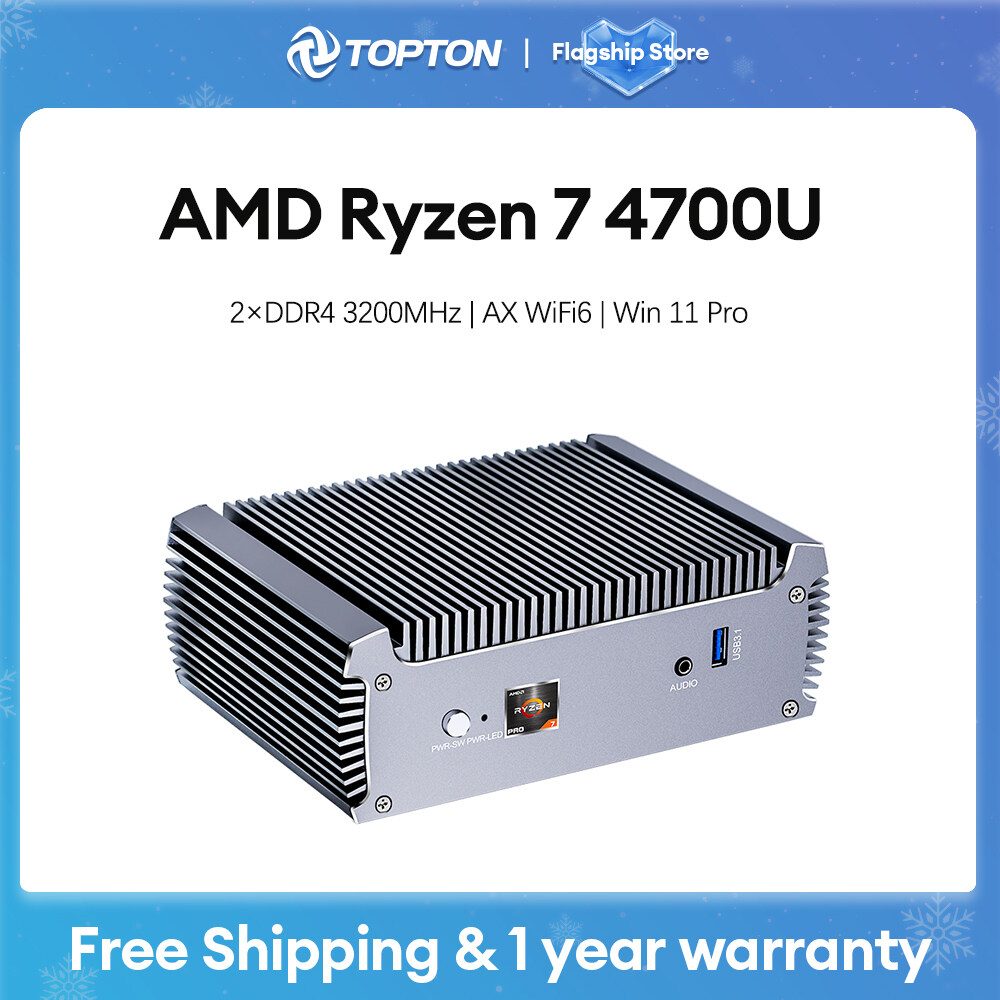 Lazada Philippines - Topton PC Fanless Gaming Windows 11 / 10 AMD Mini Ryzen 7 4700U 4500U 4K Dual HD