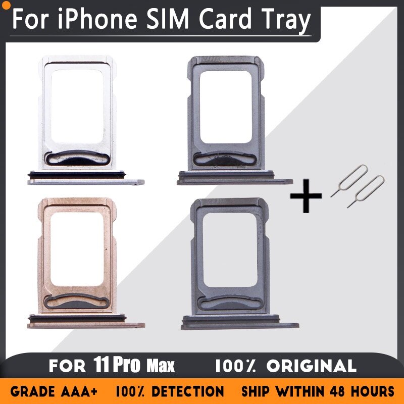 Khay đựng thẻ nano đôi đơn khay đựng cho iphone 11 pro max linh kiện thay thế khay đựng thẻ sim ổ cắm chuyển đổi màu xám
