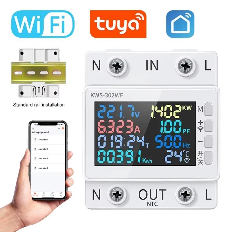 Tuya wifi thông minh Power Meter trên dưới Điện áp bảo vệ chuyển đổi hiện tại Vôn kế