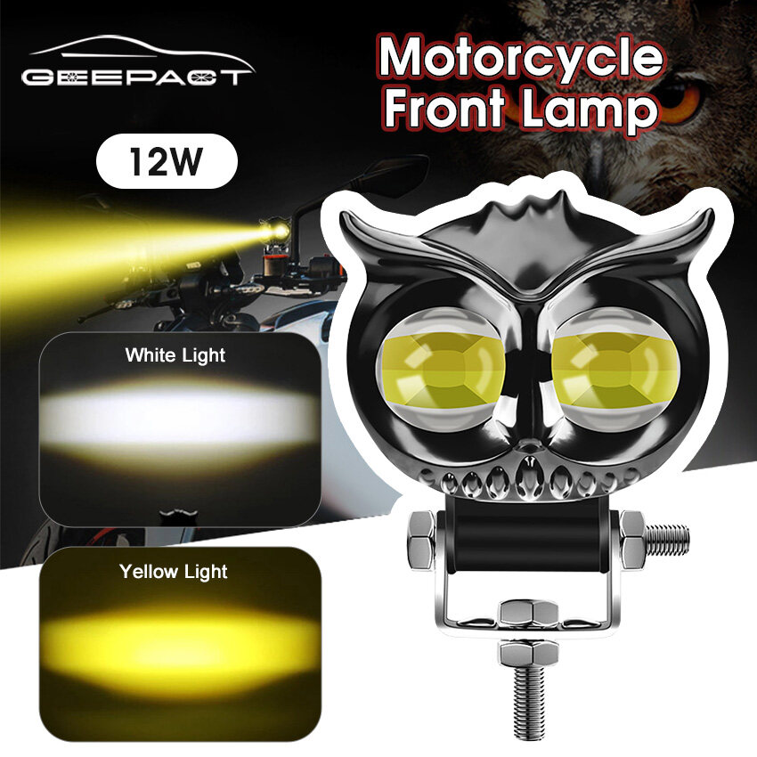Geepact Motorcycle LED Lamp 12W Motorcycle Spotlight Motorcycles Headlight