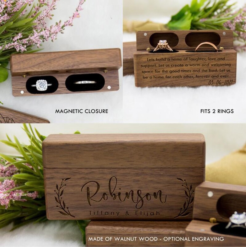 Ring Bearer Box Ring Box Ceremony Gift for Women Wooden Decorative Box with  Lids Jewelry Case for Wedding Present