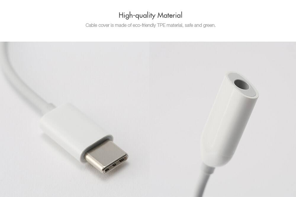Original Xiaomi Type-C USB to 3.5mm Audio Cable for Xiaomi Note 7 / Oneplus 6 / Samsung Galaxy S9 Note 8 9- White