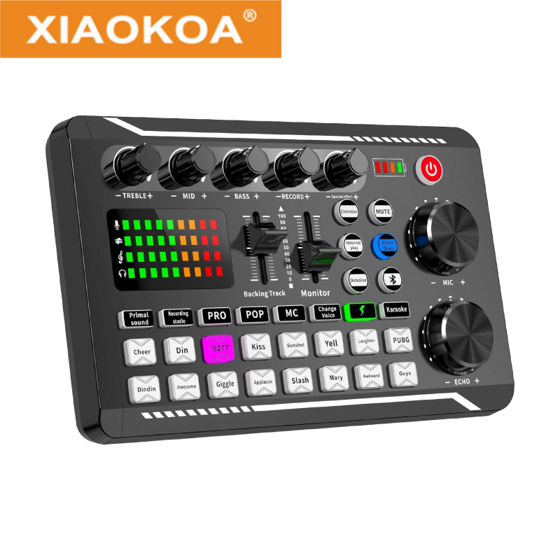 XIAOKOA Audio Interface Podcast Equipment Caster-All In One - Portable Podcast Production Studio With Premium Mic Preamp For Podcast Recording, Streaming, DJ, PC, Smartphone ราคา 830 บาท*ส่งฟรี