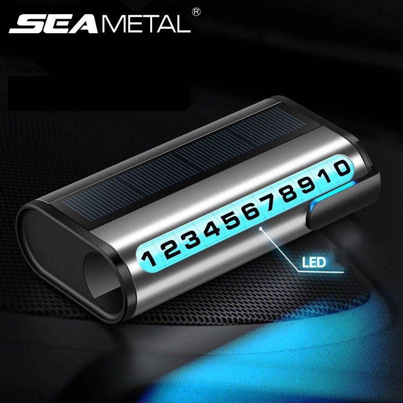 SEAMETAL Thẻ Đậu Xe Tạm Thời Cho Ô Tô Đèn LED Vỏ Nhôm Ẩn Biển Số Điện Thoại