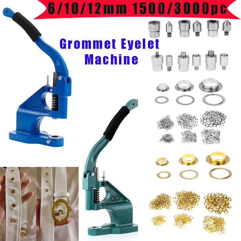 Máy Bấm Lỗ Xỏ Lỗ Bấm Tay Với 3 Khuôn 1500 Chiếc Dụng Cụ Mài Mòn 6/10/12Mm, Cho Biểu Ngữ Dấu Hiệu Mái Hiên Áp Phích Thắt Lưng