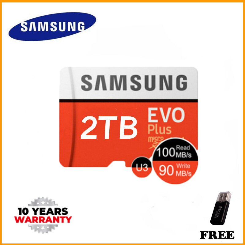 100% Original (Free Card Reader) (Free Shipping) SAMSUNG-tarjeta De Memoria EVO Plus Original, Clase 10 MicroSD, TF, C10,128GB 256GB 512GB 1024GB 1TB 2000GB Harga  22 Ringgit*Penghantaran Percuma