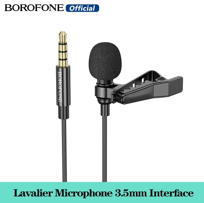BOROFONE BFK11 Mini Clip On Condenser Microphon Lavalier Microphone With 3.5mm Jack Portable Lavalier Wired Microphone ForSmartphones Cameras Video Recording Vlog Livestream ราคา 150 บาท*ส่งฟรี