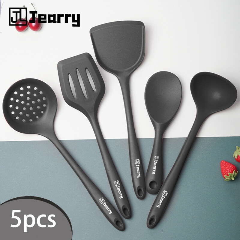 Gambar Jearry Silicone Handle Cookware 5Pcs Heat Resistant Food Grade Set Silicone Kitchen Utensils
