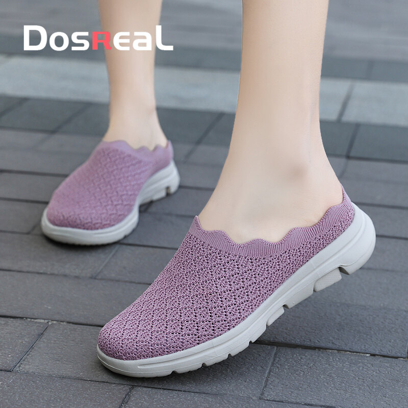 DOSREAL Large size 35-43 Half Slippers for Women Flat Slides Sandals Breathable Summer Slip On Women Casual Sports Slippers ราคา 551 บาท*ส่งฟรี