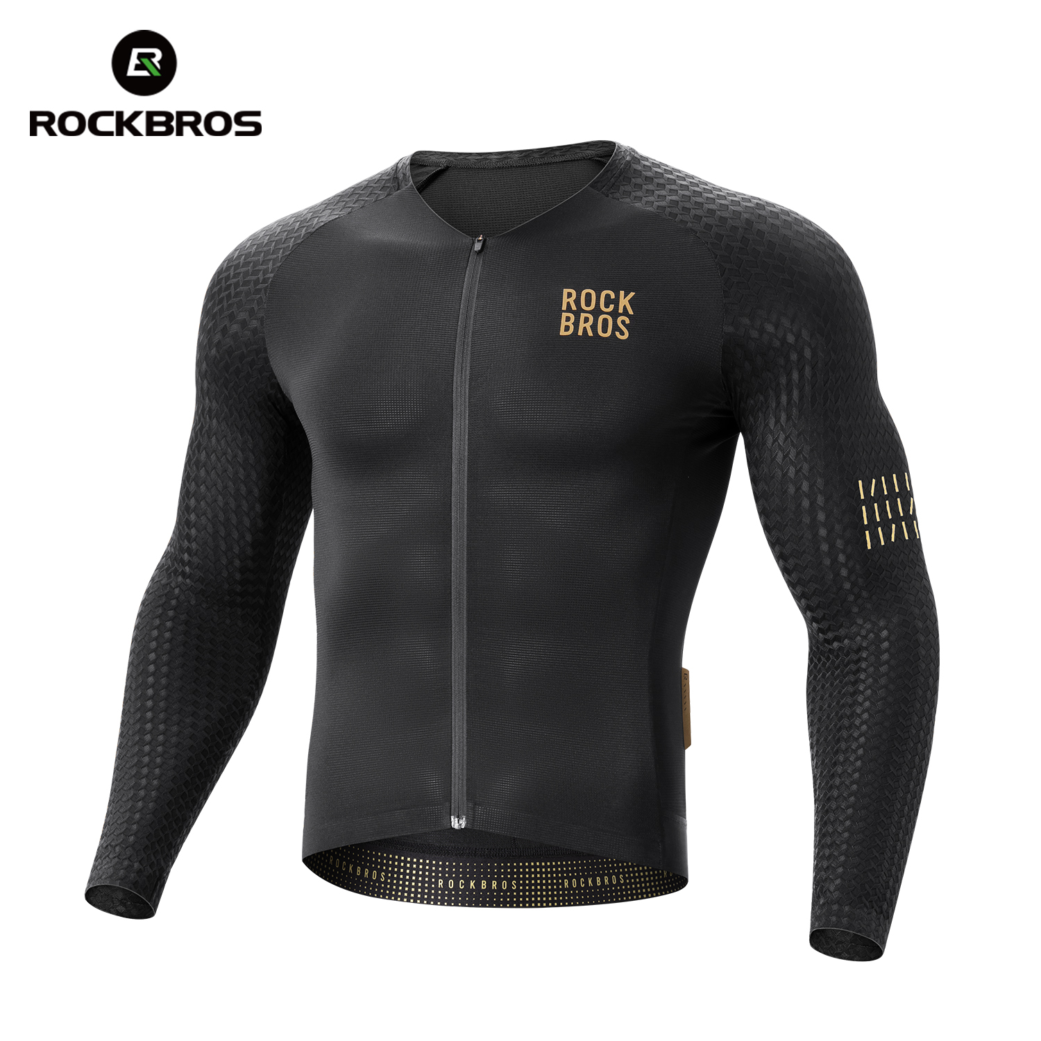 Rockbros nam áo đi xe đạp thoáng khí nhanh khô Chuyên Nghiệp Đầu Xe Đạp liền mạch thân thiện với da kim cương dài tay áo đi xe đạp