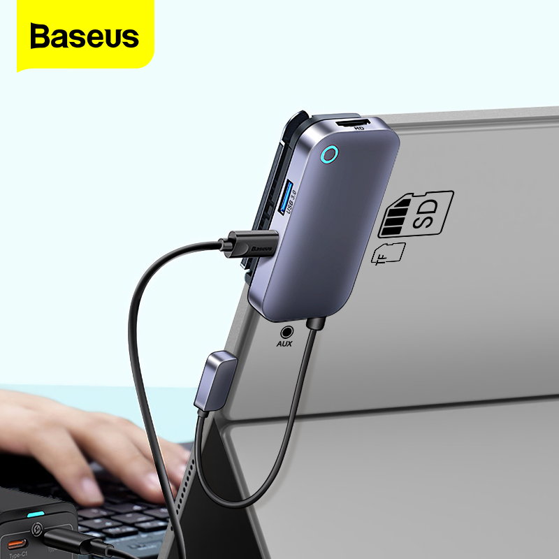 Baseus USB C Hub Cho iPad Pro 6-Trong-1 Hub USB Trạm Nối USB C Sang HDMI