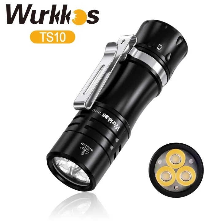 Wurkkos TS10 V2 màu vàng cam TS10 mạnh mẽ Mini 14500 EDC đèn pin Max 1400lm 400 với 3pcs90 CRI LED v