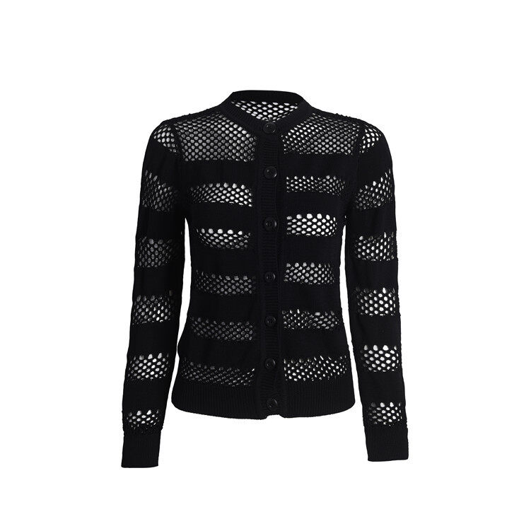 Elf Origional Autumn And Winter Wu I Would Like To Say D Home Celebrity Style Black And White With Pattern Trend Hollow Out Slim Fit Slimming Sweater Cardigan Tops Lazada Singapore