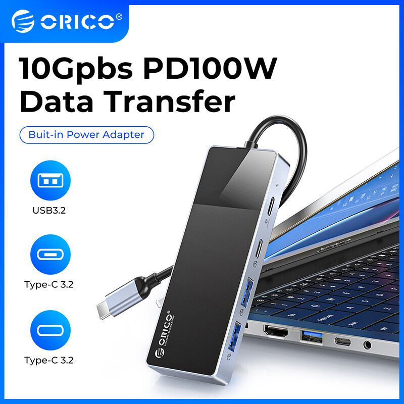 ORICO Hub USB 3.0 4 Cổng, Hub USB Dữ Liệu Siêu Mỏng Với PD100W Siêu Sạc, Bộ Chuyển Đổi Máy Tính Di Đ