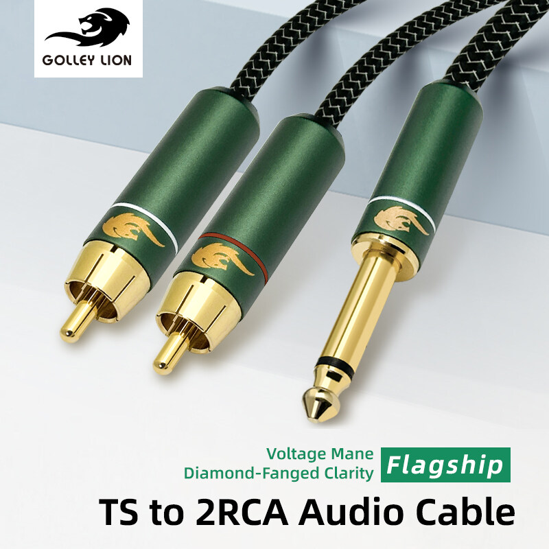 GOLLEY LION 6.35mm TS to Dual RCA Audio Cable | Shielded Design | Hi-Fi for Amps/Subwoofers ราคา 1,236 บาท*ส่งฟรี