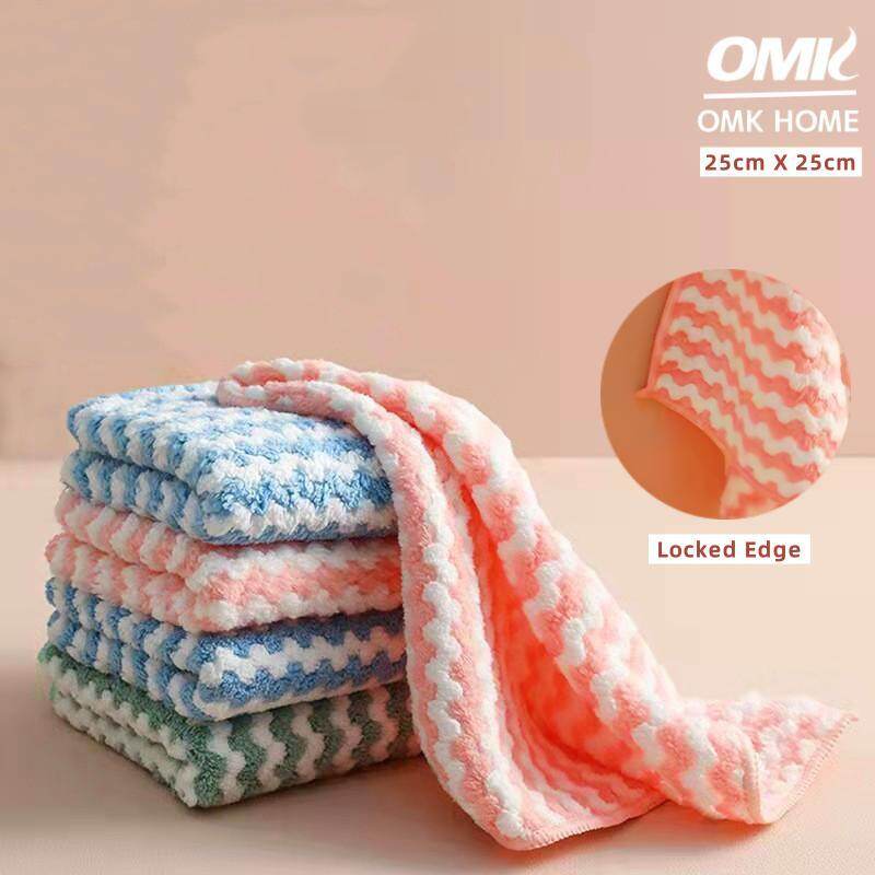OMK 25cm*25cm flannel dish cloth towel cotton towel cotton baby towel cotton small towel cotton home cleaning washing towel washing towel kitchen washing towel kitchen nonwoven washing cloth dish towel oil washing towel ราคา 14 บาท*ส่งฟรี