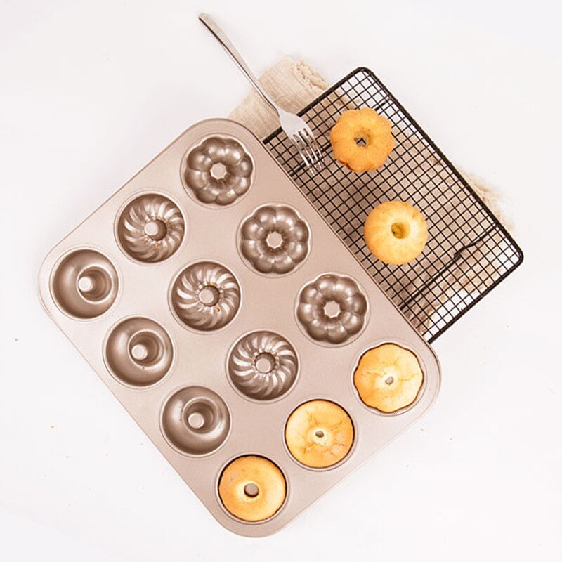 Gambar 6 9 12 Cavity Mini Donuts Cake Mold Chocolate Biscuit Cake Cupcake Doughnut Mould Home Baking Dessert Kitchen Tools Carbon Steel