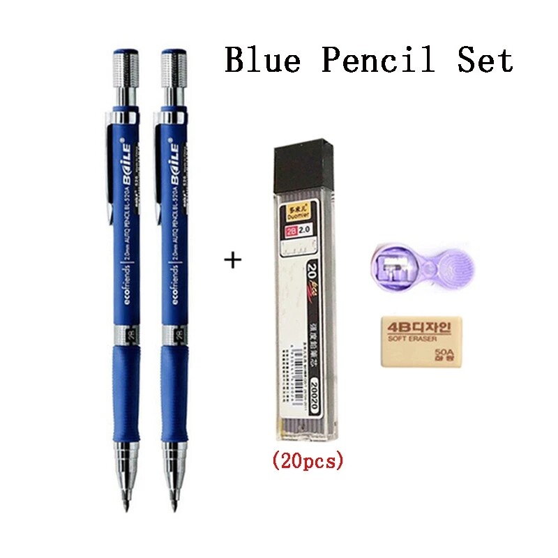 2.0Mm Bộ Bút Chì cơ 2B Đen Ngòi Bút Chì Viết Vẽ bút chì tự động Trường Học Văn Phòng văn phòng phẩm nghệ thuật Phác Thảo Nguồn Cung Cấp