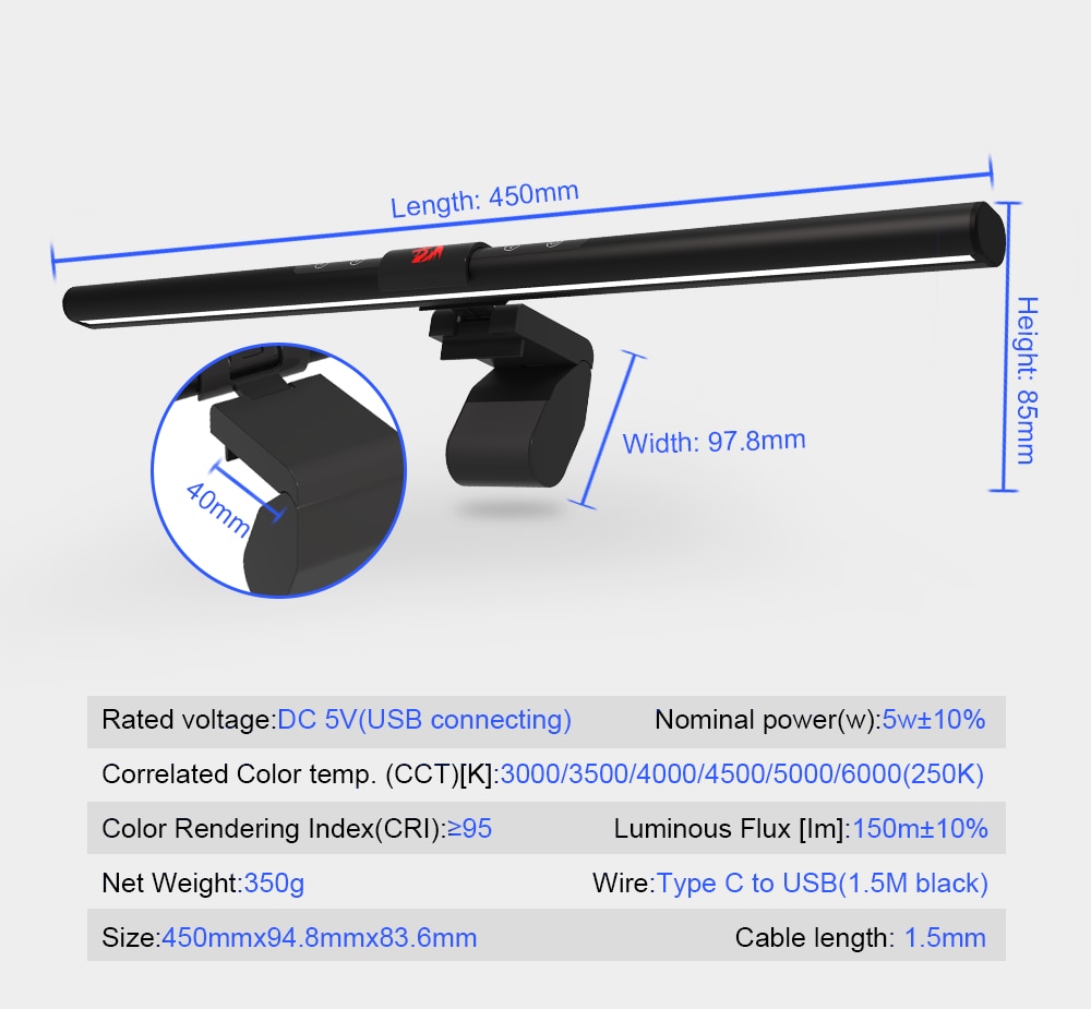 Redragon BERYL GML-113 Dimming Eye-Care LED Desk Lamp Light Bar for Gaming PC Monitor light 23 afccad206342f38e6a1e2abd207283fe